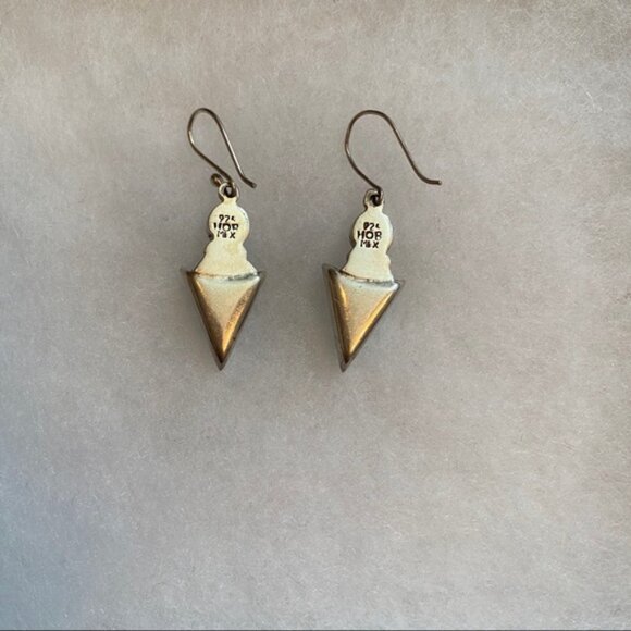 HOB EARRINGS STERLING SILVER 925 TURQUOISE WIRE DROP - Picture 7 of 7